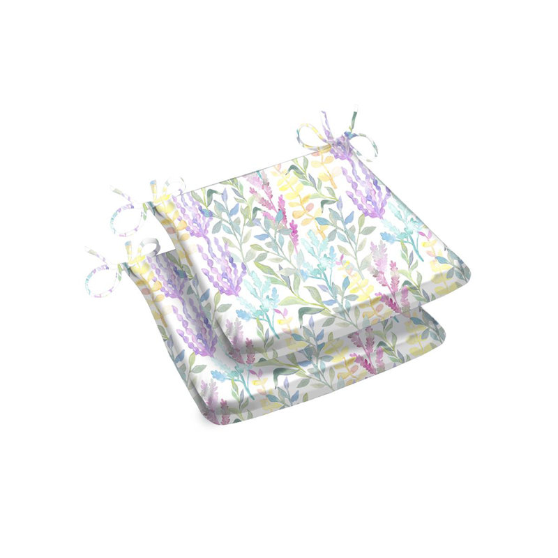 Wildflower Chair Pad Cushion, Purple/Blue/Yellow/Green Floral