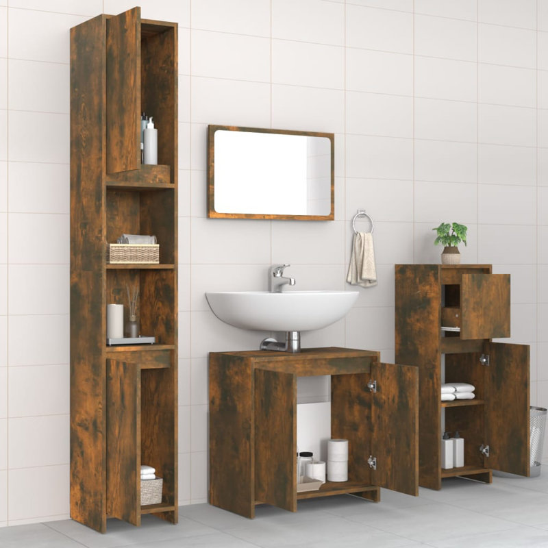 Mustique Bathroom Storage Furniture Set, Smoked Oak