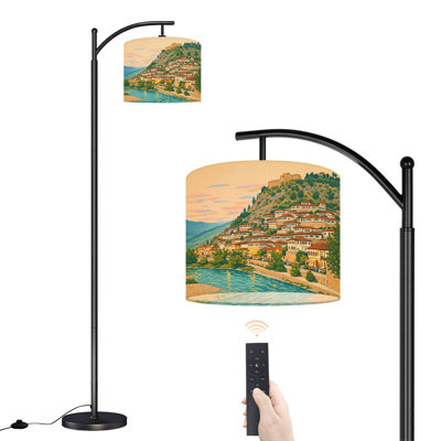 Arc Floor Lamp with Adjustable Lampshade Berat Historic Town Albania Standing Lamp 3 Color Temperatures Dimmable Tall Pole Lamp with Foot Switch for Bedroom