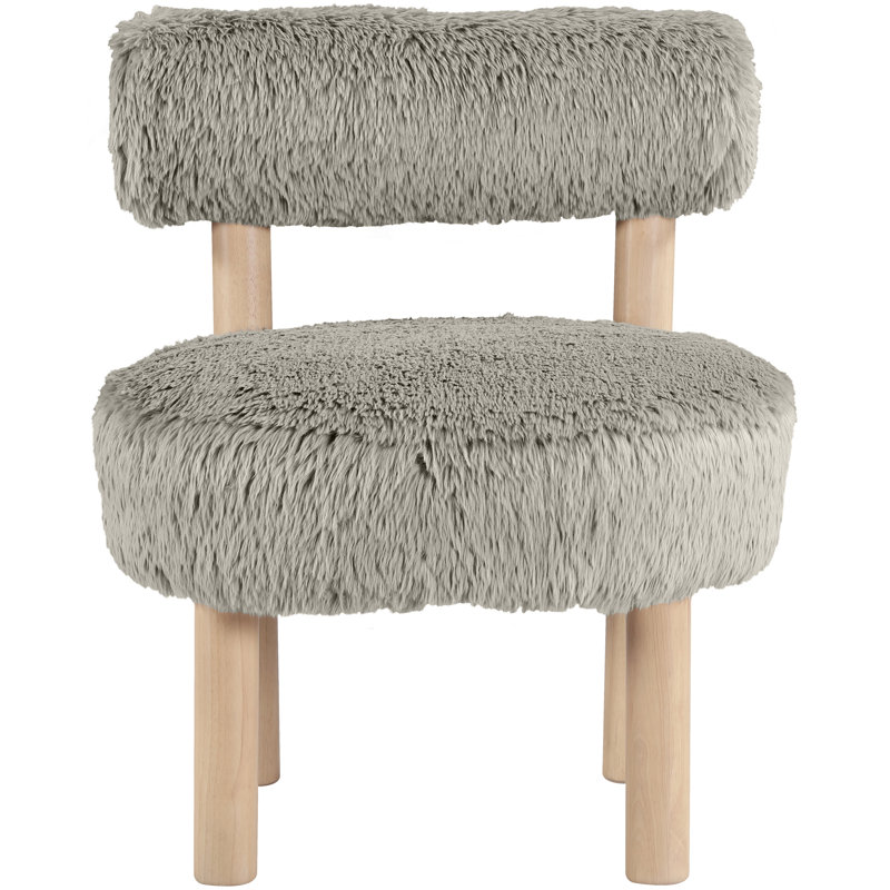 Fauteuil d'appoint rembourré Ambre, Tissu taupe en peau de mouton végétalien, Naturel