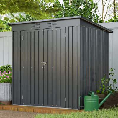 Remise de rangement extérieure 6 x 4 pi, remise à outils toutes saisons pour le jardin, la cour et la pelouse - Noir