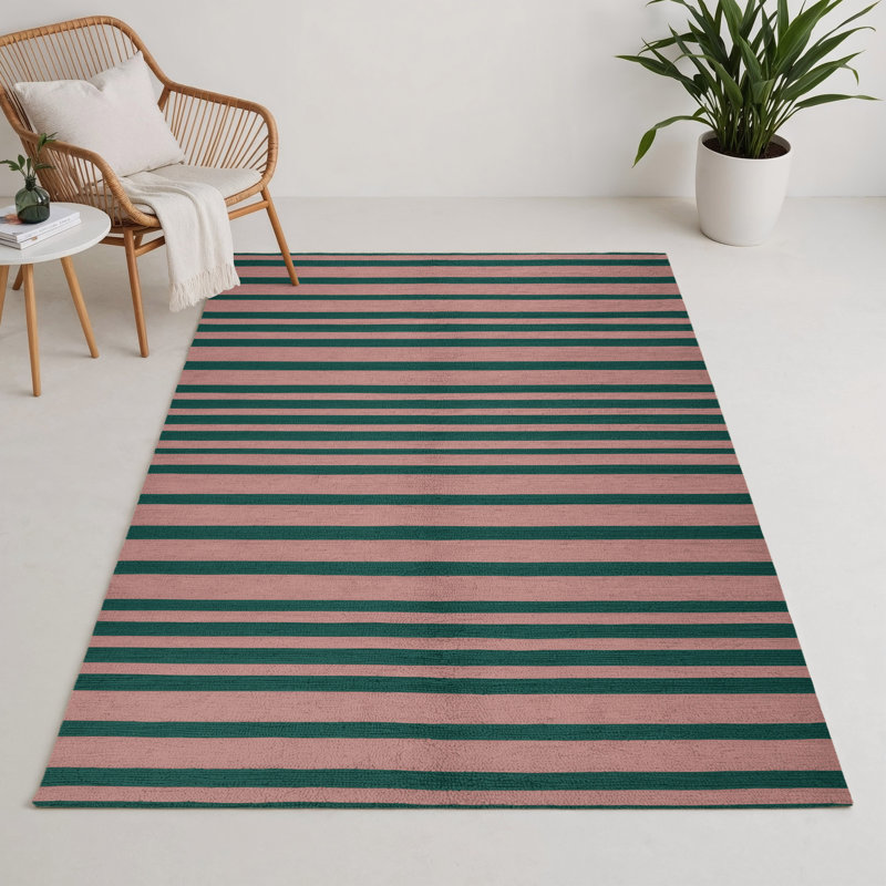 Tapis intérieur / extérieur bleu HorizontalStripes, Rectangle 5 pi x 7 pi
