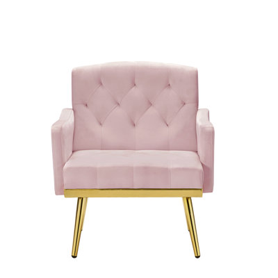 And Fashionable Pink Velvet Armchair With Metal Legs - Modern Style For A Chic Home