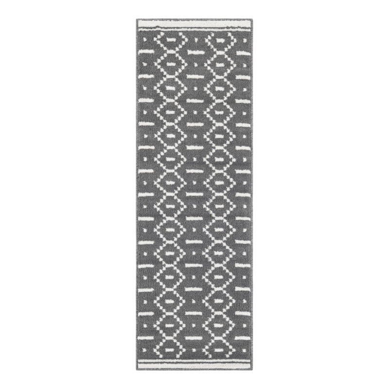 Tapis Ivy Bronx Begna Nathanyl gris, Tapis de couloir 2 pi x 6 pi 1 po