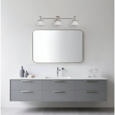 Luminaire pour meuble-lavabo à 1 lumière en nickel brossé et nickel poli avec verre opale gravé 1 lumière Tekamah