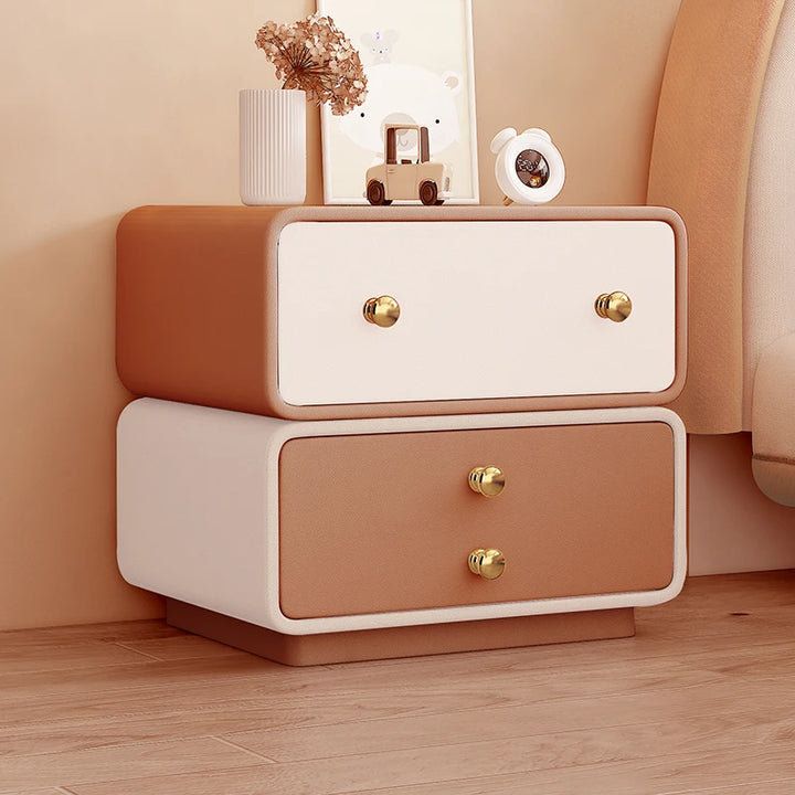 Mozel Luxury Bedroom Bedside Table Drawers Modern Living Room Home, Orange/White