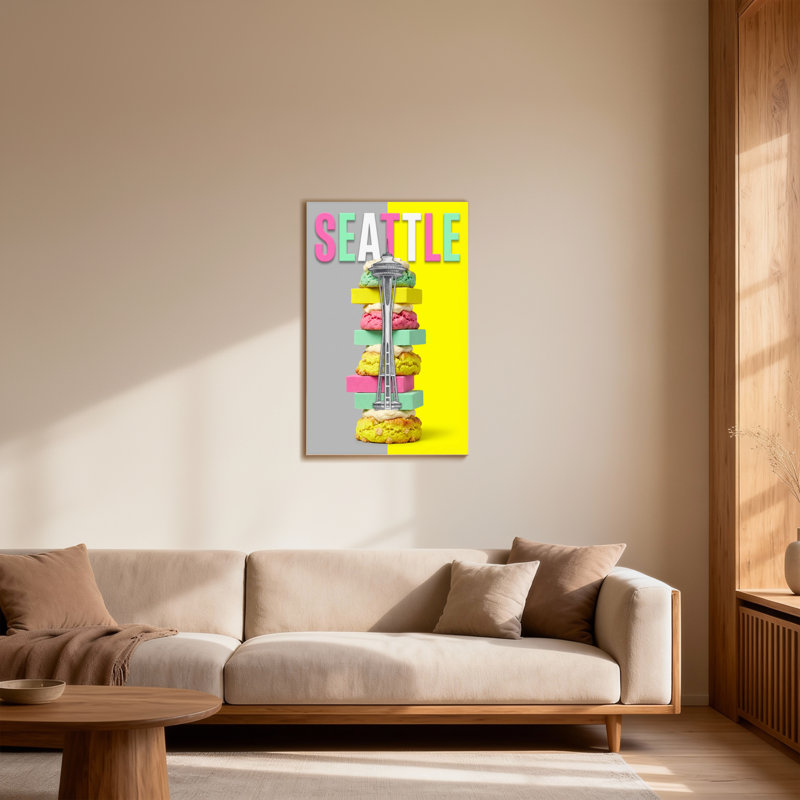 «Scenic & Cityscapes Seattle Space Needle Macarons», reproduction d'art, H 36 po x l 24 po