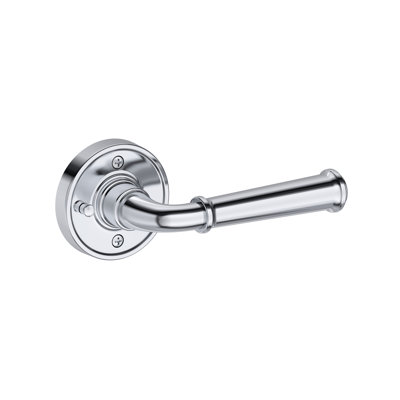 Dunsmoor Privacy Lever with Recessed Round Rose in Lifetime (PVD) Satin Brass