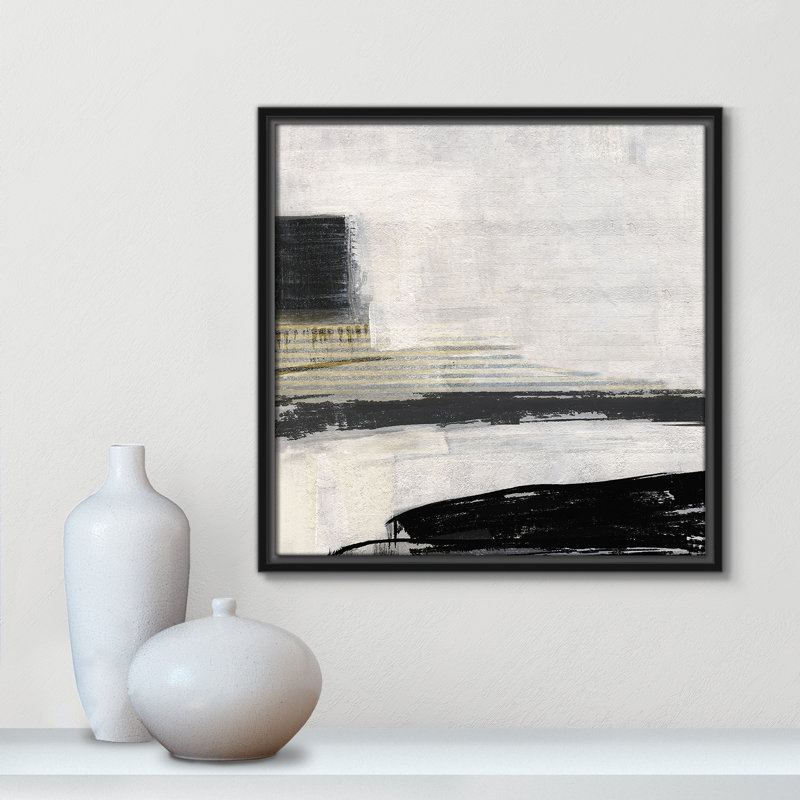 «La Bande I Print» par Sally Swatland, Cadre flottant noir, H 17,5 po x l 17,5 po