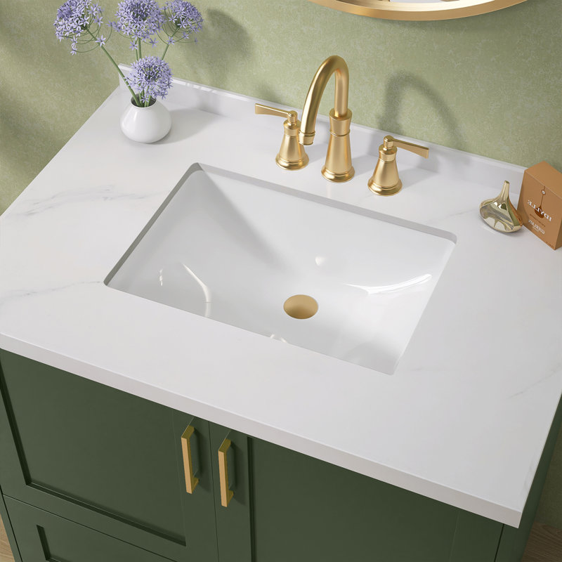 20,5 po Lavabo de salle de bain rectangulaire encastré en céramique avec lavabo pour salle de bain