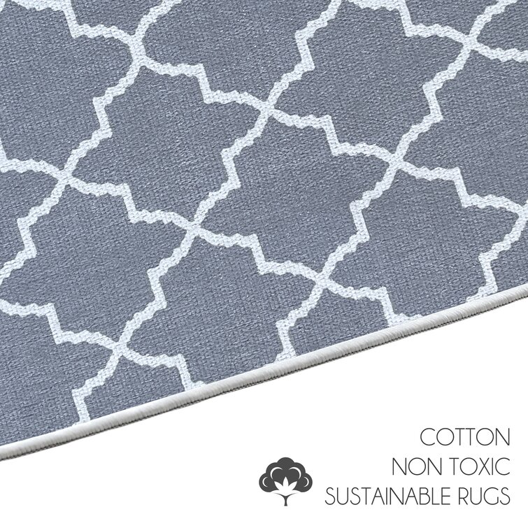 SUSSEXHOME Gray-Blue Color Geometric Trellis Design Cotton Non