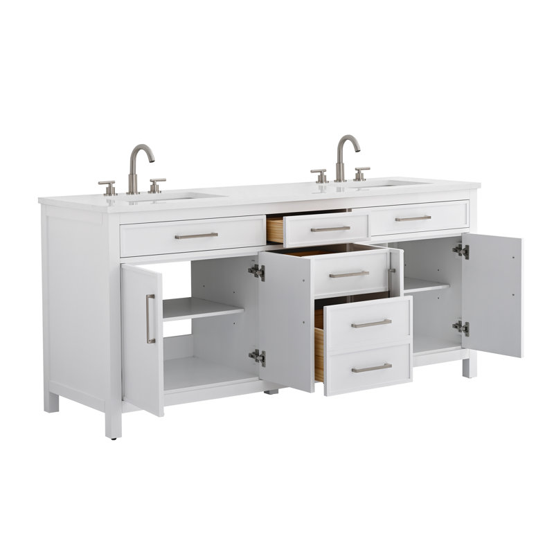 Wenniah 72" Double Vanity, White/Brushed Nickel