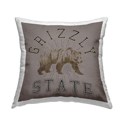 Grizzly State Vintage Outdoor Printed Pillow by Spirit Animals/Life Is High