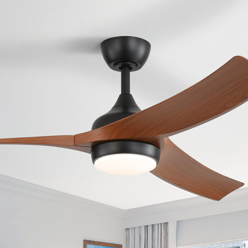 Ventilateur de plafond moderne à 3 pales de 52 po avec lumière et télécommande Whisper, adapté pour un abri intérieur / extérieur, disponible en 3 couleurs