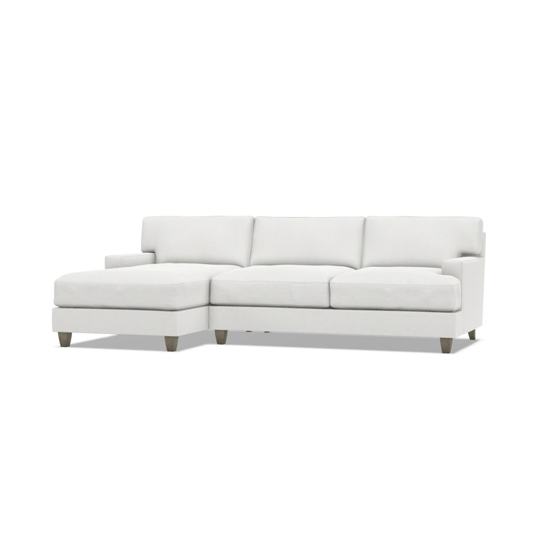 Mila 2-Piece Fabric Sectional, White Polyester Blend, Left Hand Facing, 33.5" H x 101" W x 61" D