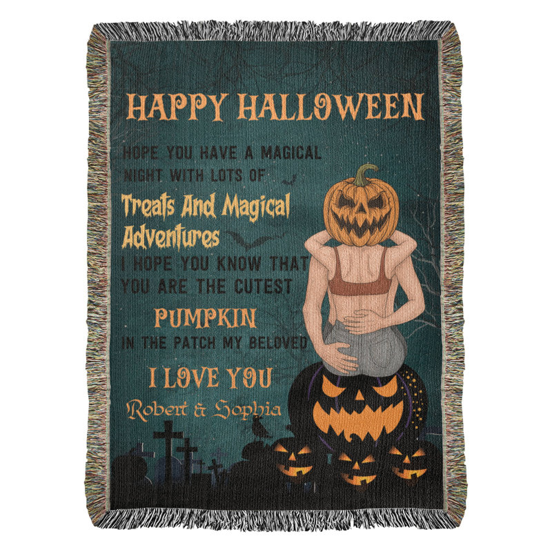 Couverture personnalisée Halloween Love, 60 po x 80 po