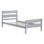 Lit simple avec tête et pied de lit, lit en bois d'hévéa, gris