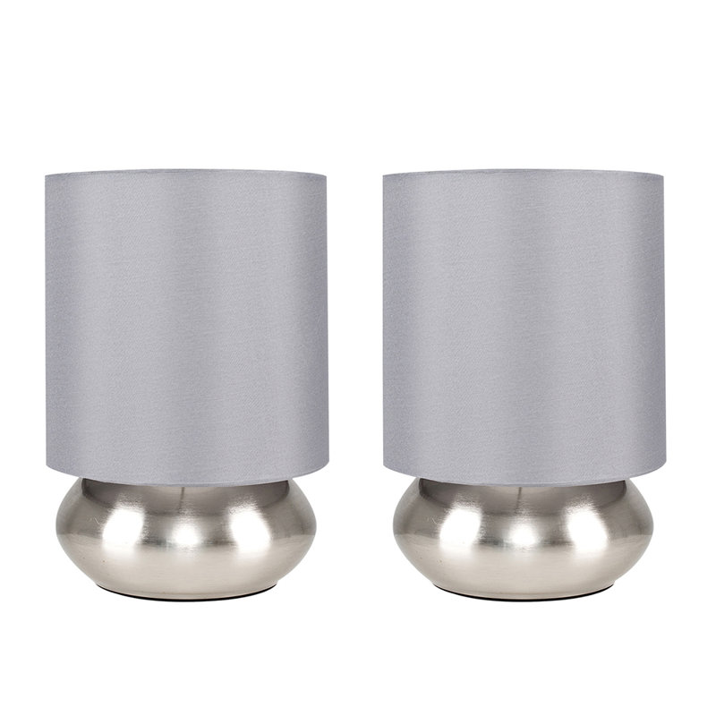 Vatukoula Metal Table Lamp, Brushed Chrome, Grey