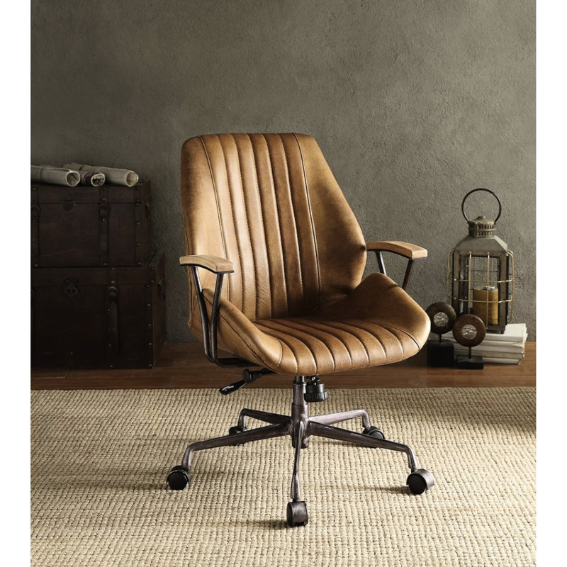 Fauteuil ergonomique en cuir de style classique pour utilisation longue durée, Marron clair