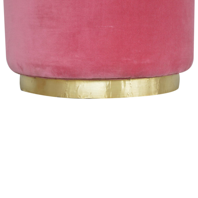 Batista 47cm Wide Velvet Round Solid Colour Standard Ottoman, Pink