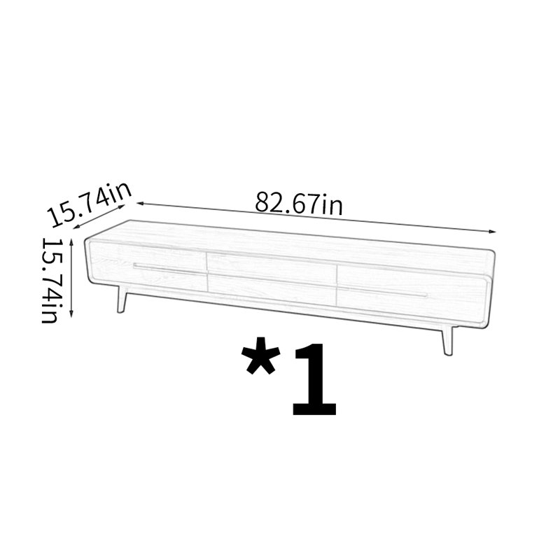 Meuble télé de style nordique, Brun foncé, H 15,74 po x L 82,67 po x l 15,74 po