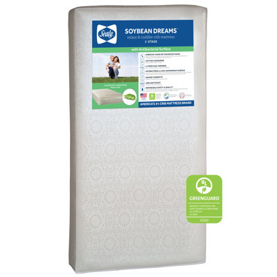 Sealy Soybean Dream Antibacterial 2-Stage Non-Toxic Waterproof Baby Crib Mattress & Toddler Bed Mattress, GREENGUARD Gold Certified, 52" x 28"