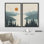 Idea4wall, reproduction d'art sur toile encadrée, aquarelle pastel verte, vallée de montagne, oiseaux, rivière, formes abstraites, illustrations, paysage moderne, salon, chambre à coucher, bureau