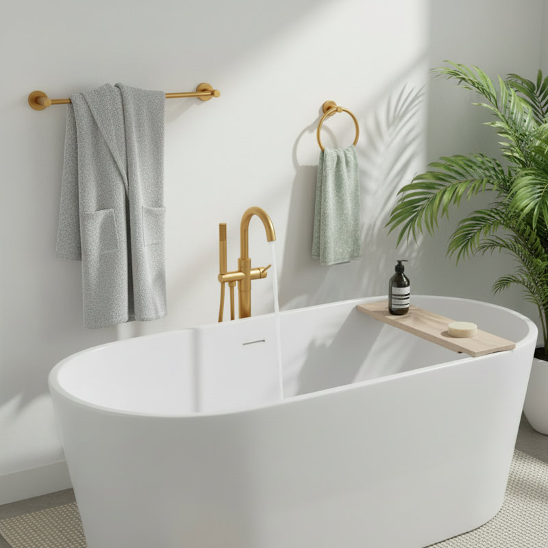 3 - Piece Aluminum Bathroom Accessories Set, Rustproof & Expandable 16"-27", Brushed Gold