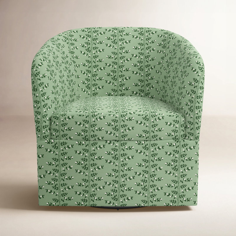 Pembroke Swivel Chair In Climbing Vines Green, Climbing Vines Green