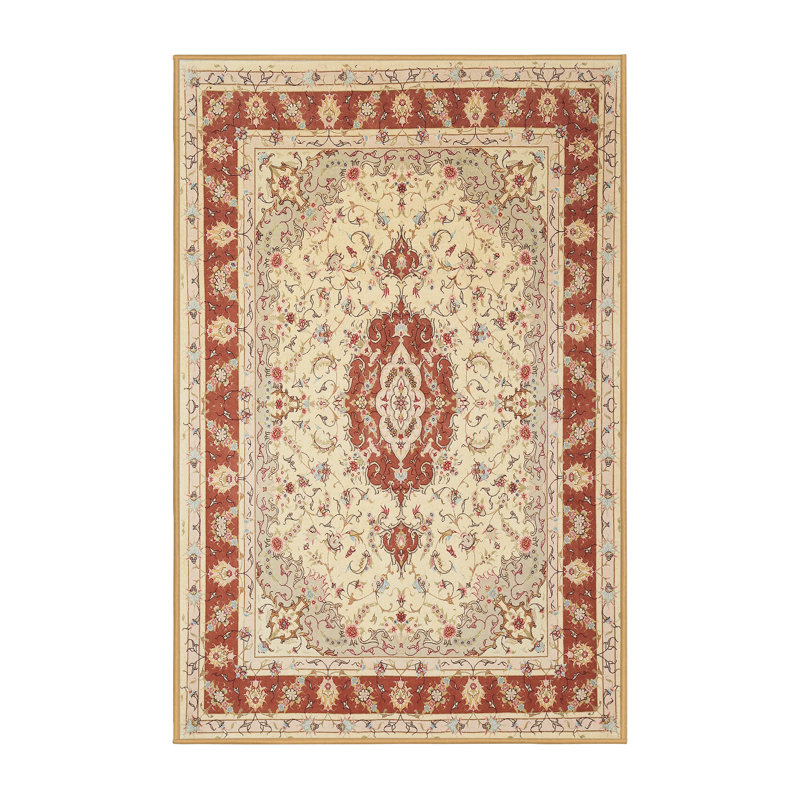 Tapis traditionnel ivoire / rouge Guiness, Rectangle 2 pi x 5 pi