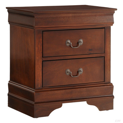 Brown Cherry Finish 1Pc Nightstand Of 2X Drawers Traditional Design Bedroom Furniture, No Assembly Required