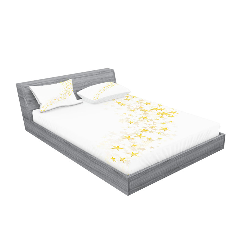 Ambesonne Yellow and White Fitted Sheet & Pillow Sham Yellow White, Full Sheet Set + 5 Additional Pieces