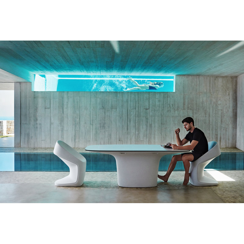 UFO 77.75" Pedestal Dining Table, Ecru