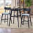 Wooden Bar Chairs Set Of 2, Modern Soft Upholstered Kitchen Island Chairs, Counter Height Stool With Backrest,Wooden Frame Chairs With Footrest For Pub,Living Room,Restaurant,Black-593070468