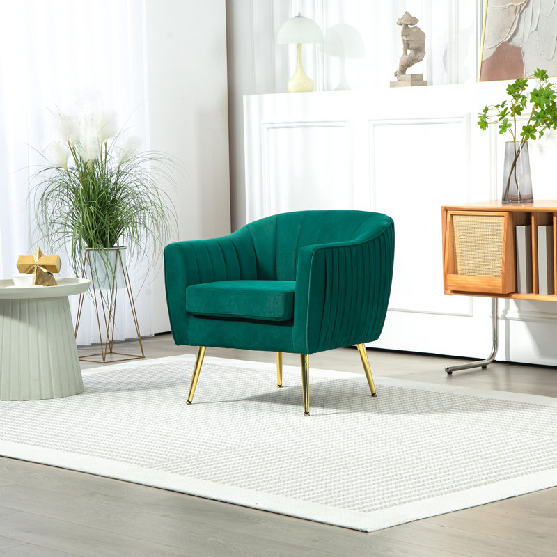 Velvet-Feel Back Accent Chair -, Green