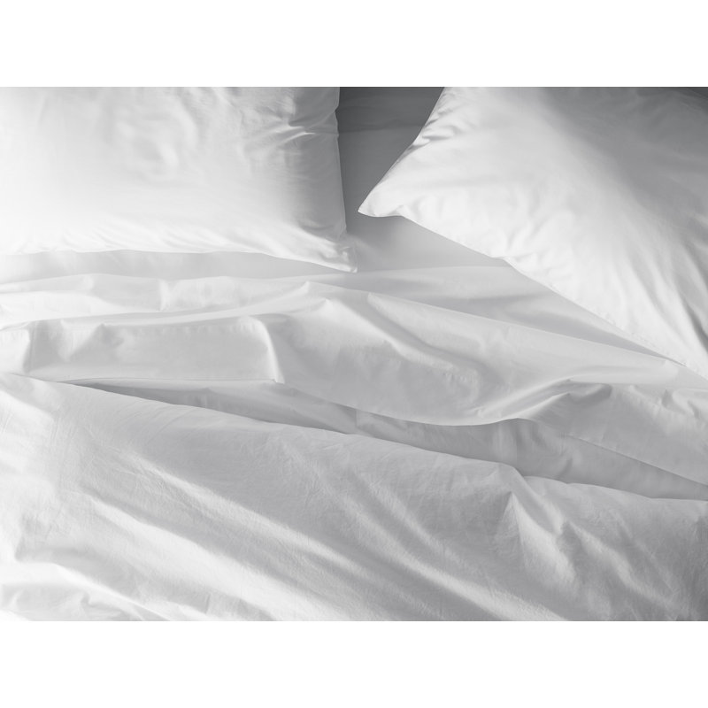 Refined Organic Percale Flat Sheet, Alpine White, Queen Flat Sheet