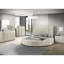 Grand lit de rangement rond, rembourré, confortable, capitonné, accents de boutons en acrylique, ports de charge, lit tapissier glamour avec rangement, charge, style décoratif moderne