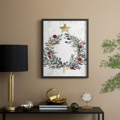 «Christmas Holiday Art», reproduction encadrée en bois massif