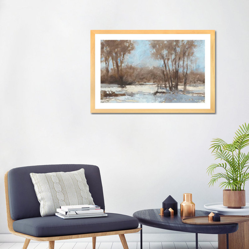 «Sunlit I» par Ethan Harper - reproduction d'art, H 24 po x l 32 po x P 1 po, Blanc, Toile avec cadre en bois beige