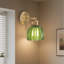 Applique murale vintage en verre vert (ensemble de 2)