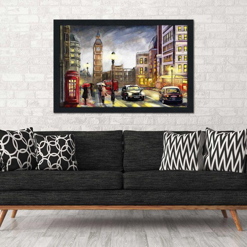 «London Streets», reproduction encadrée, H 21,5 po x l 27,5 po x P 0,75 po, Cadre espresso