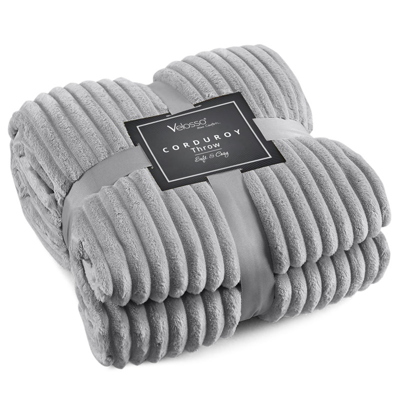 Thermal Supersoft Snug Cord Throw Blanket, Grey