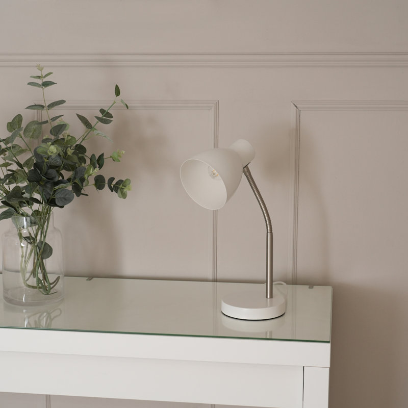 Rhyda Metal Table Lamp, White, No