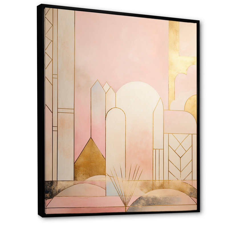 «Golden Moon Dreaming Retro Illustration Rose Gold», reproduction sur toile, H 44 po x l 34 po x P 1,5 po