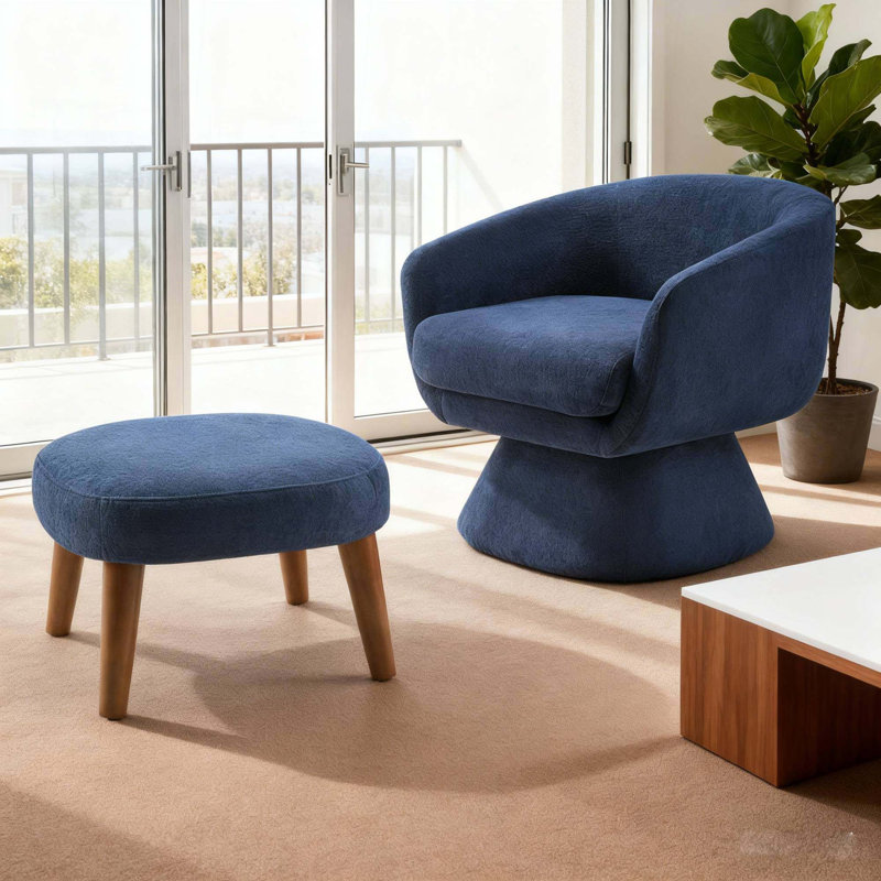 Fauteuil Lazy avec repose-pieds, fauteuil d'appoint moderne, Bleu