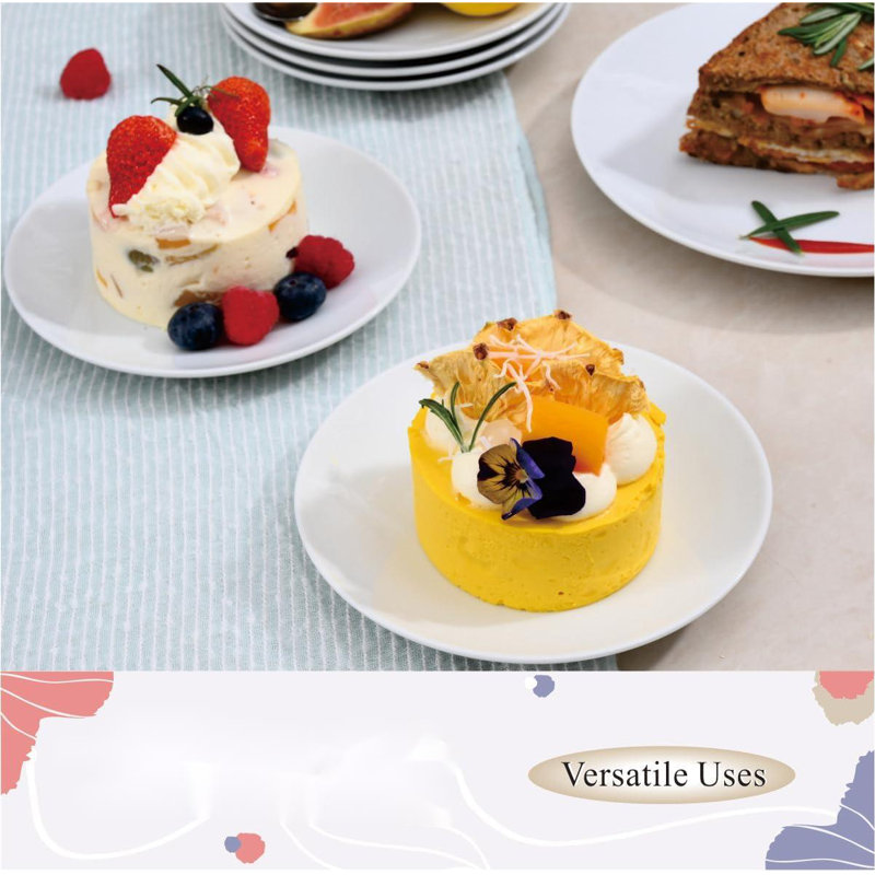 White Porcelain 7-Inch Stackable Dessert Plates, Set of 6