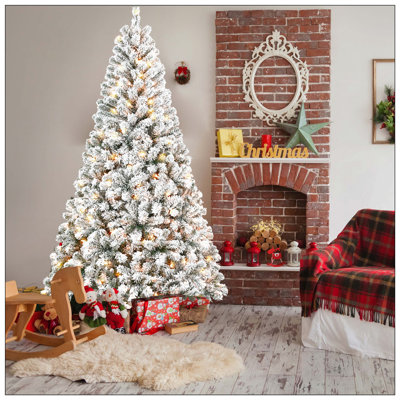 Arbre de Noël enneigé avec - arbre de Noël artificiel enneigé avec 1022 pointes et support en métal robuste pour la décoration de la maison, du bureau ou d'un appartement