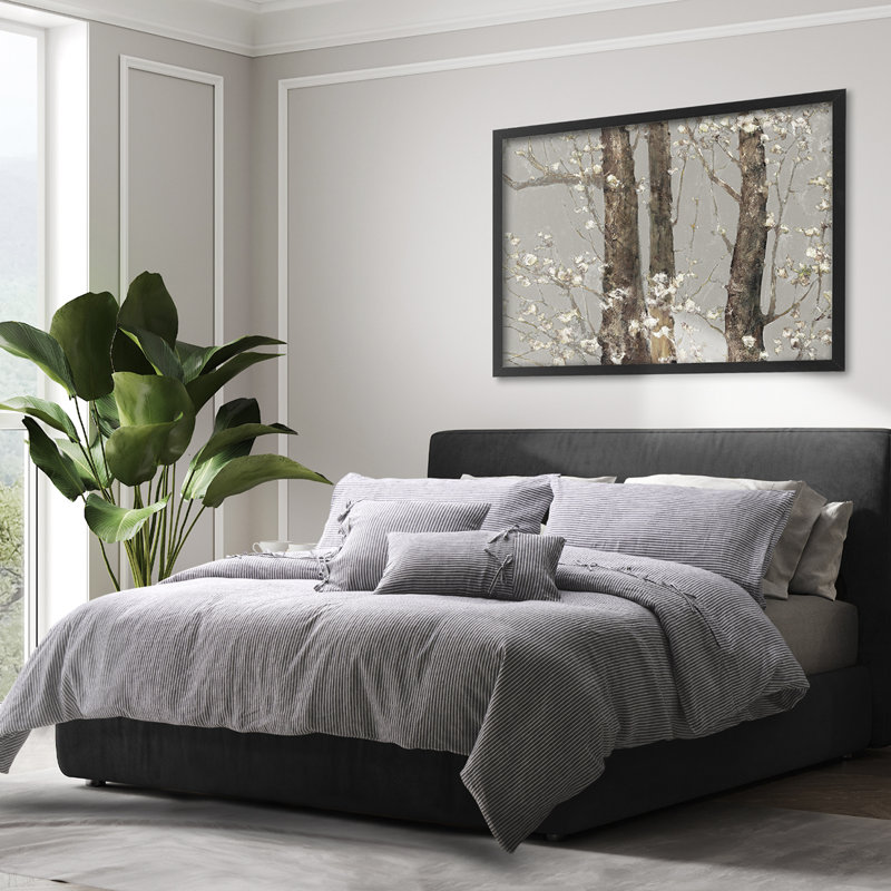 Grant Duvet Cover Set, Charcoal Gray, King Duvet Cover + 2 King Shams + 2 Throw Pillows