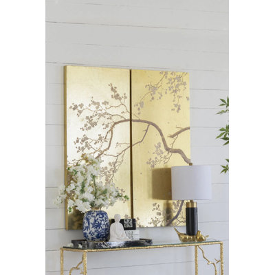 Ensemble de 2 panneaux d'art mural cerisier en fleurs, décoration murale pour le salon, la salle à manger, le bureau, la chambre à coucher, 21,5 po x 47 po