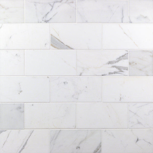 Calacatta 4" x 8" Marble Marble Subway Wall & Floor Tile